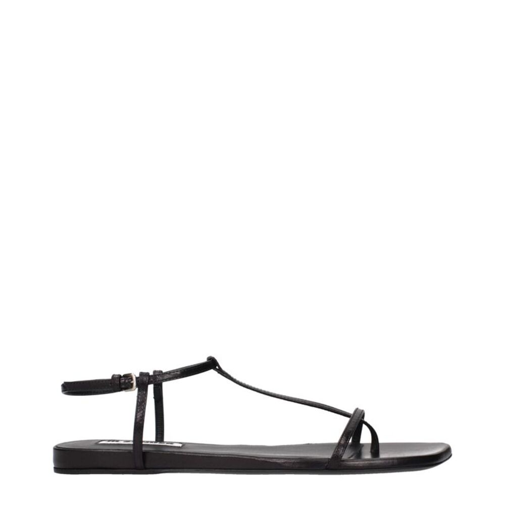 Jil Sander Black Leather Flip-Flop Women's Sandals